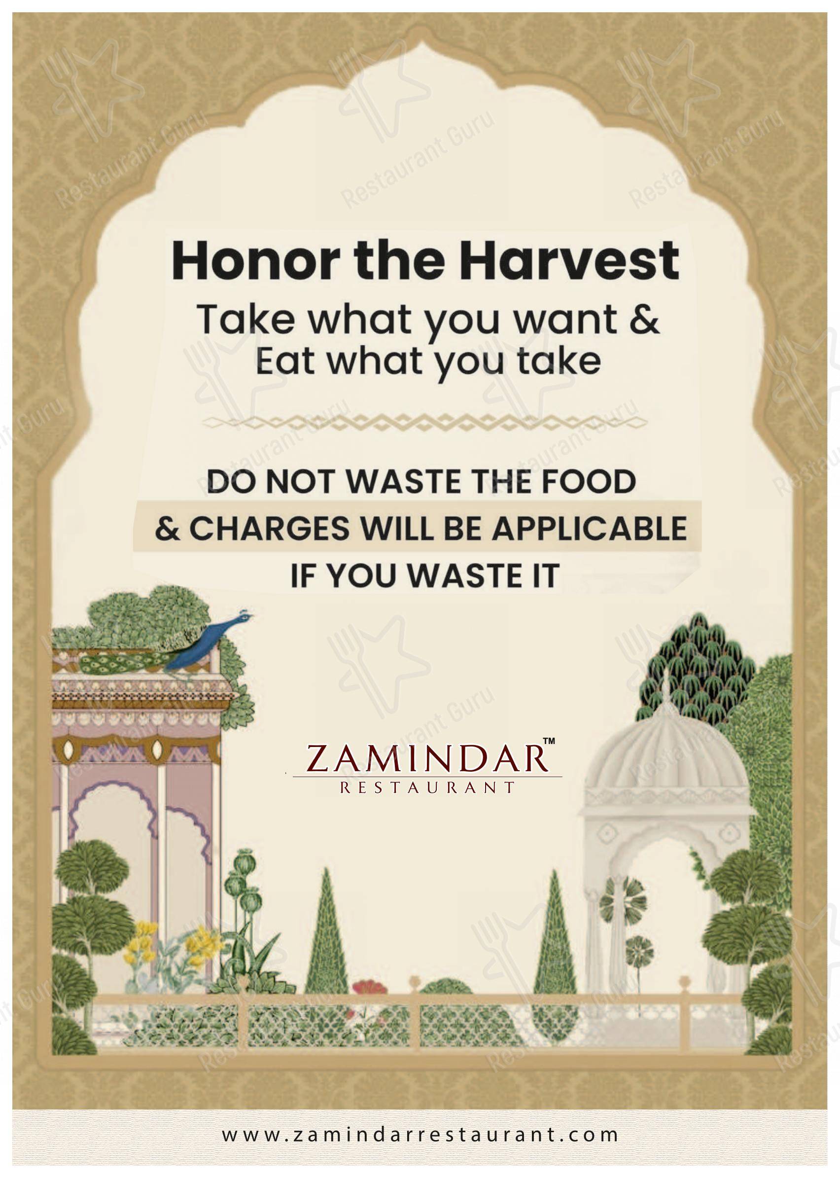 Menu for Zamindar Restaurant in Bengaluru