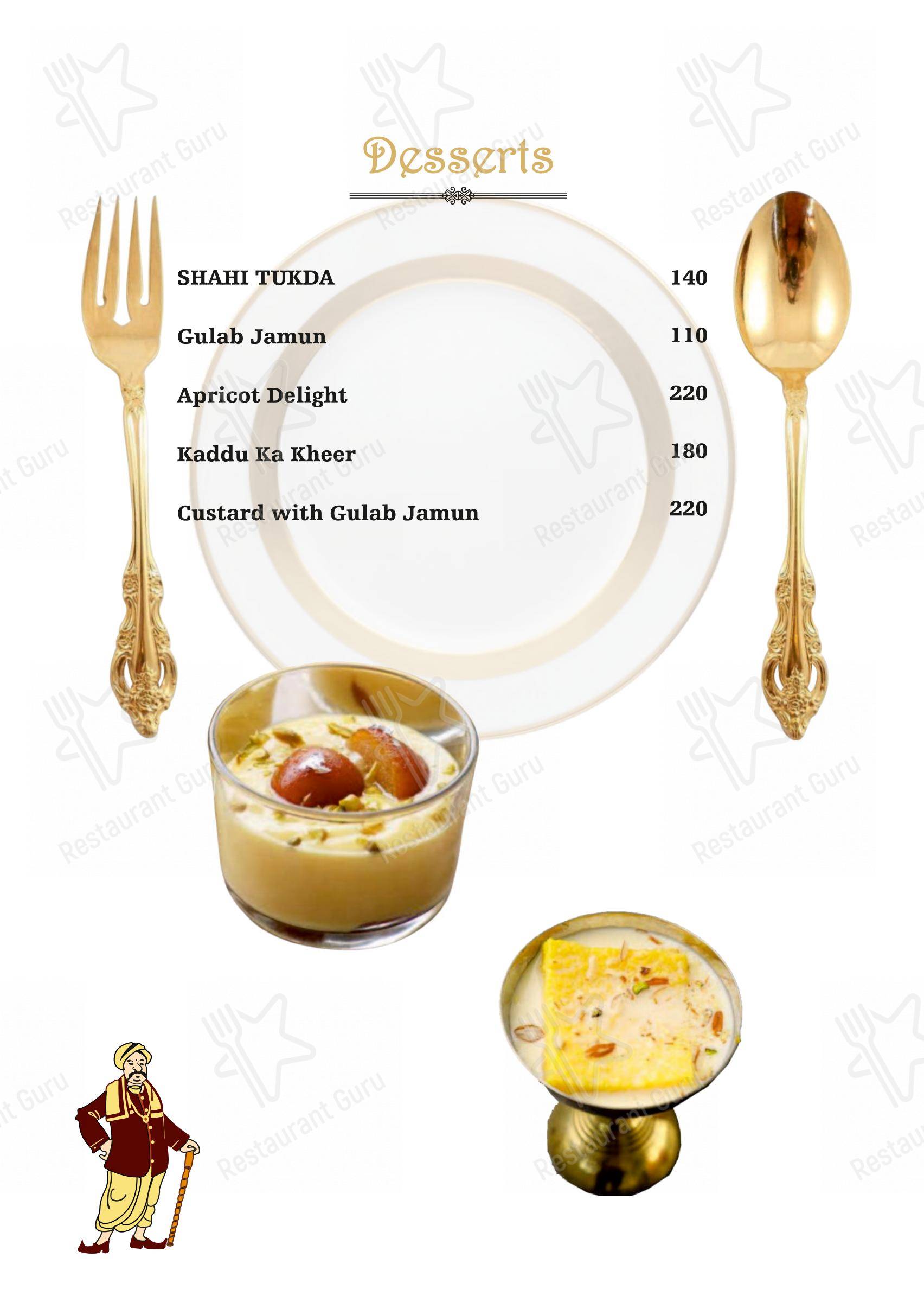 Zamindar Restaurant in Bengaluru - Menu