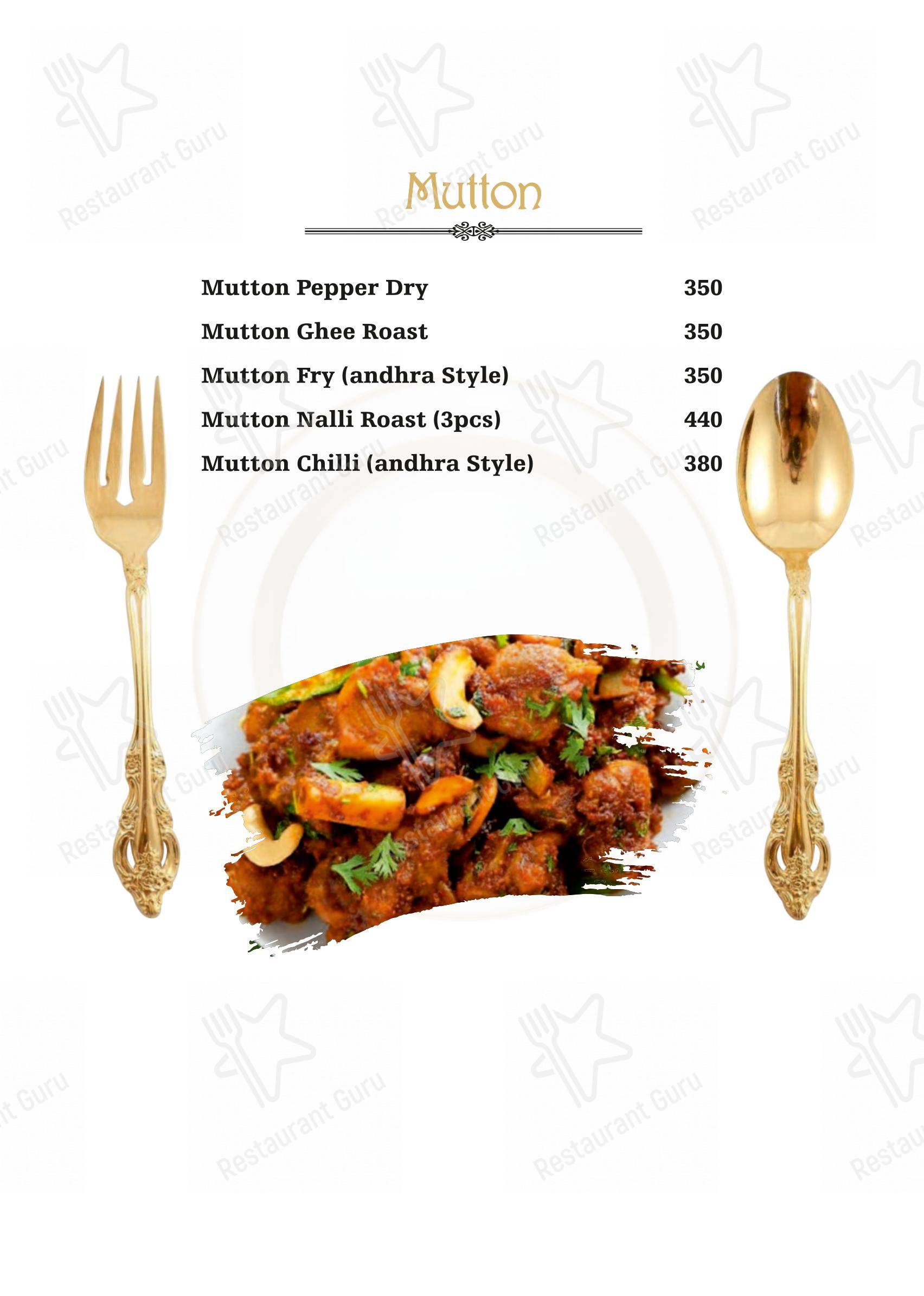 Menu for the Zamindar Restaurant restaurant
