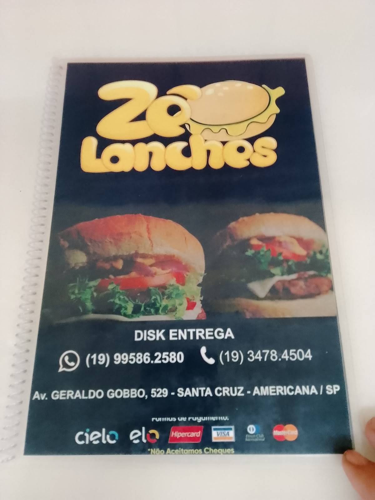Zé Lanches cardápio