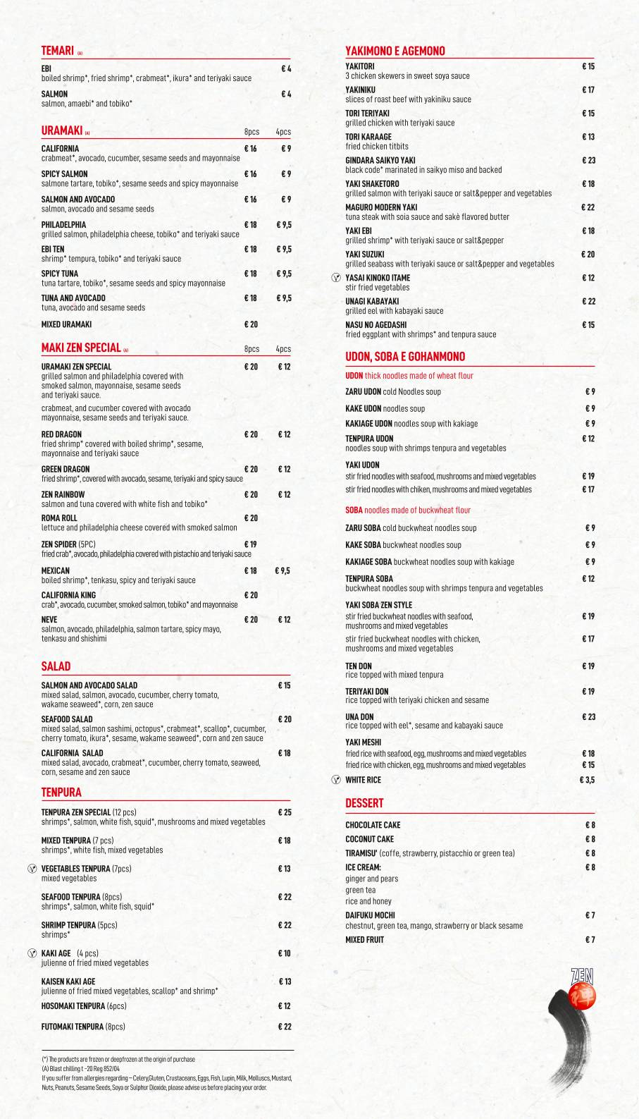 Menu di Zen Sushi Restaurant 