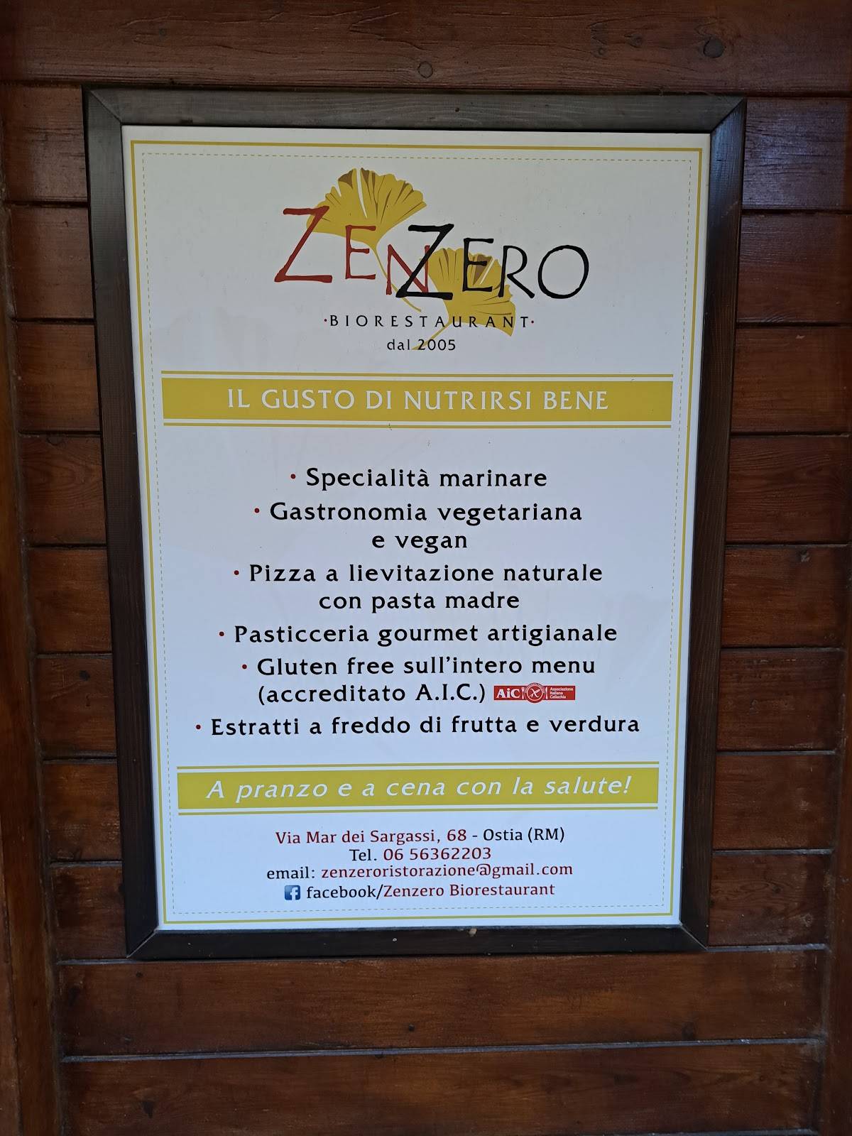 Menu di Zenzero Biorestaurant