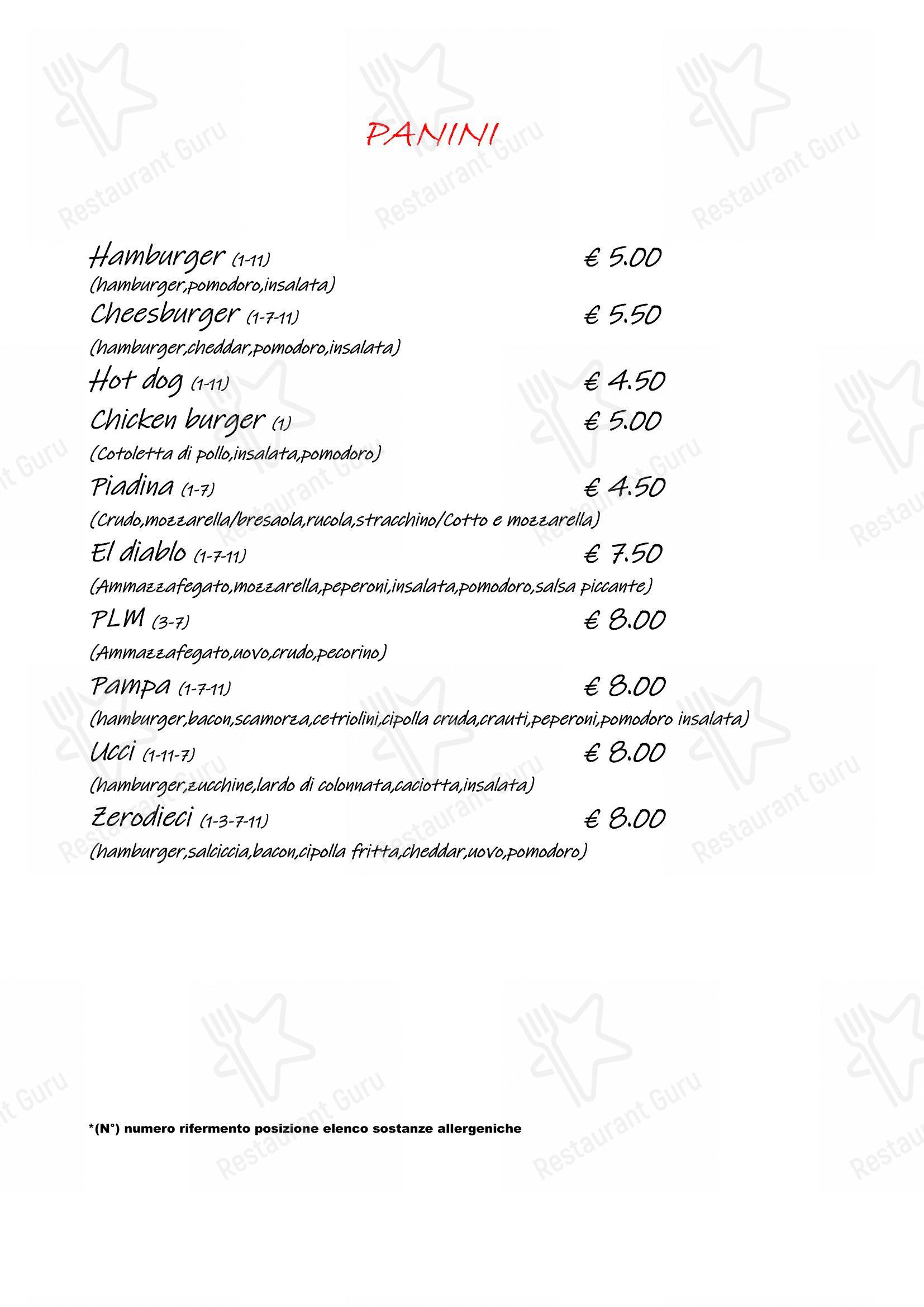 Zerodieci Pub - Restaurant in Orbetello - Menu