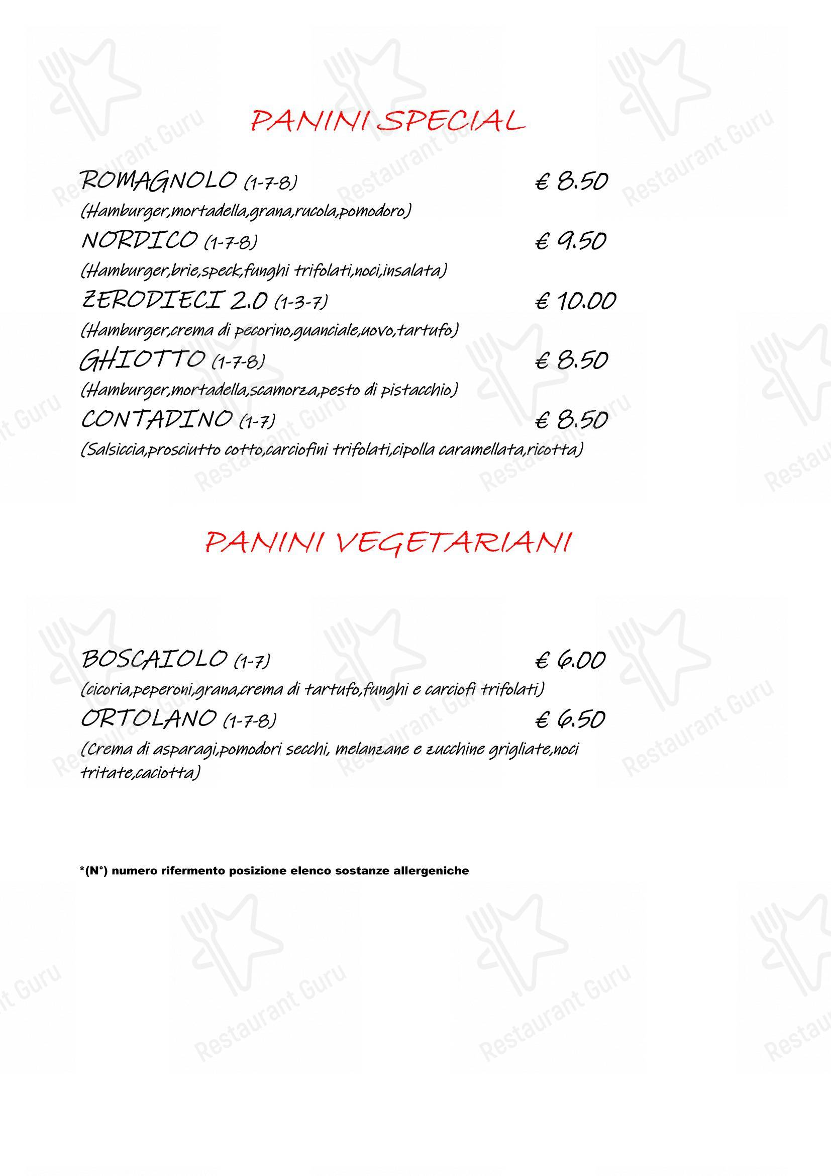 Menu per Zerodieci Pub - Restaurant in Orbetello