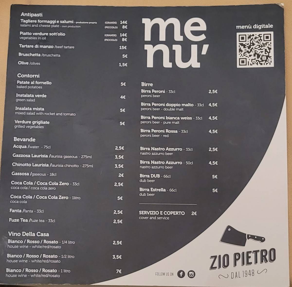 Menu di Zio Pietro 