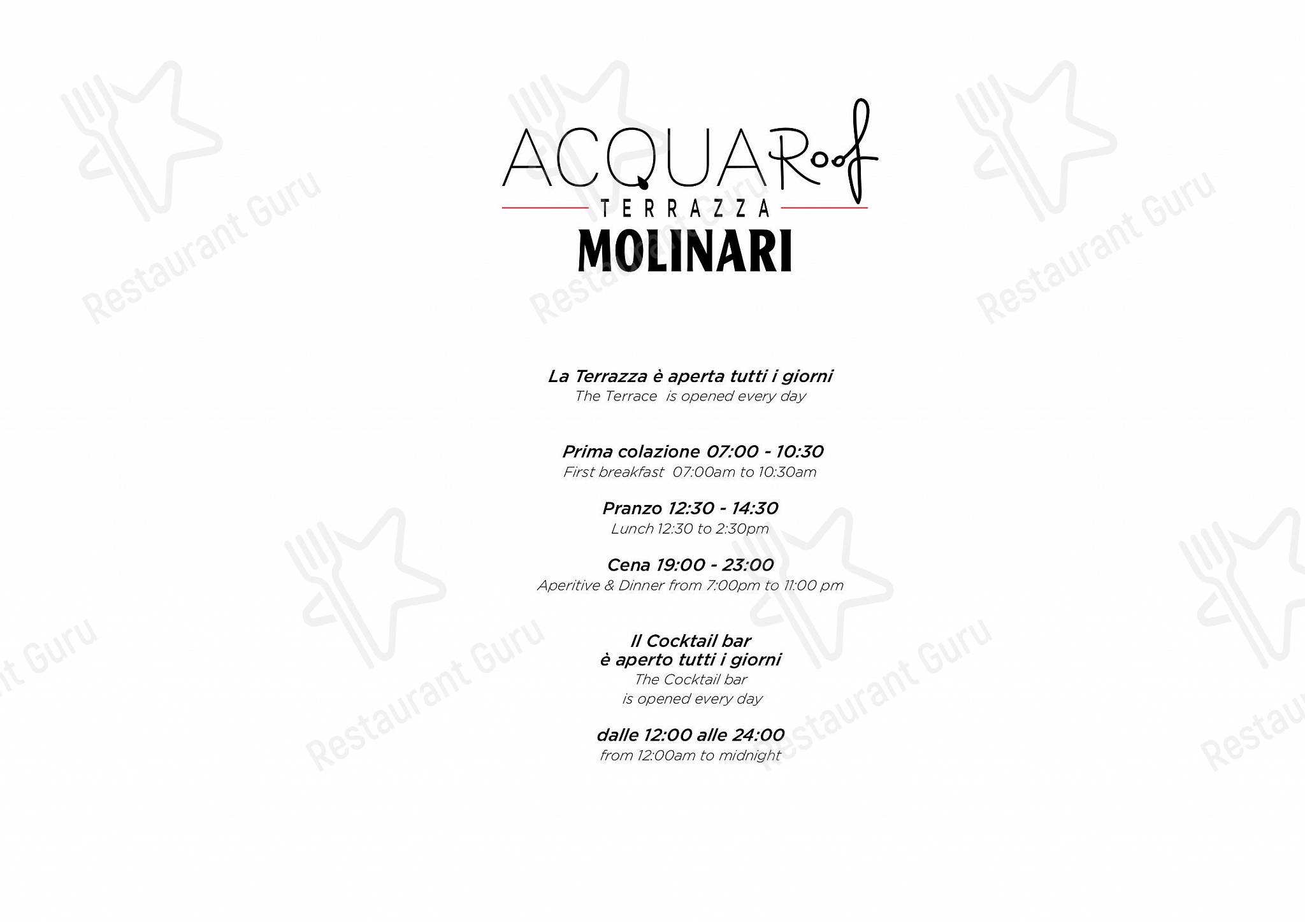 Wine Menu pour AcquaRoof Terrazza Molinari, Bistrot di mare restaurant