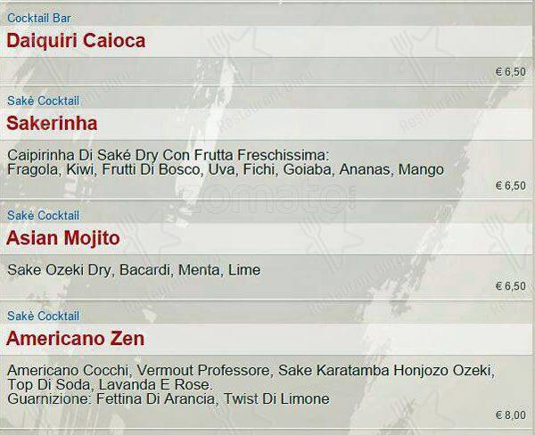 Menu di SambaMaki  Parioli 