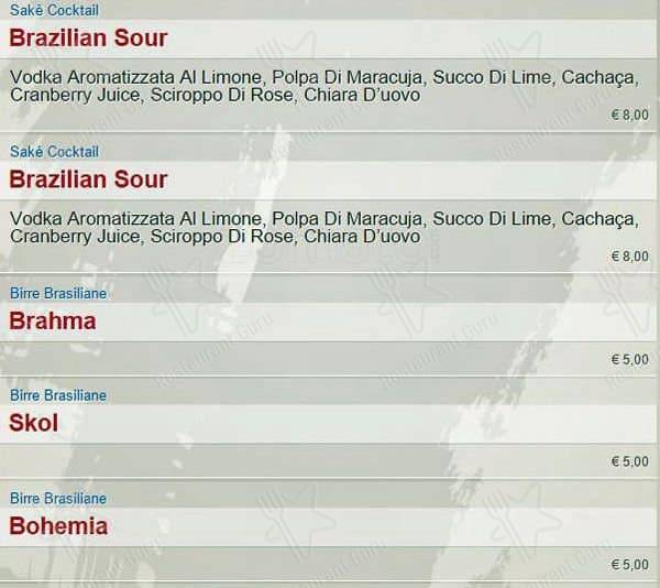 Menu di SambaMaki  Parioli 