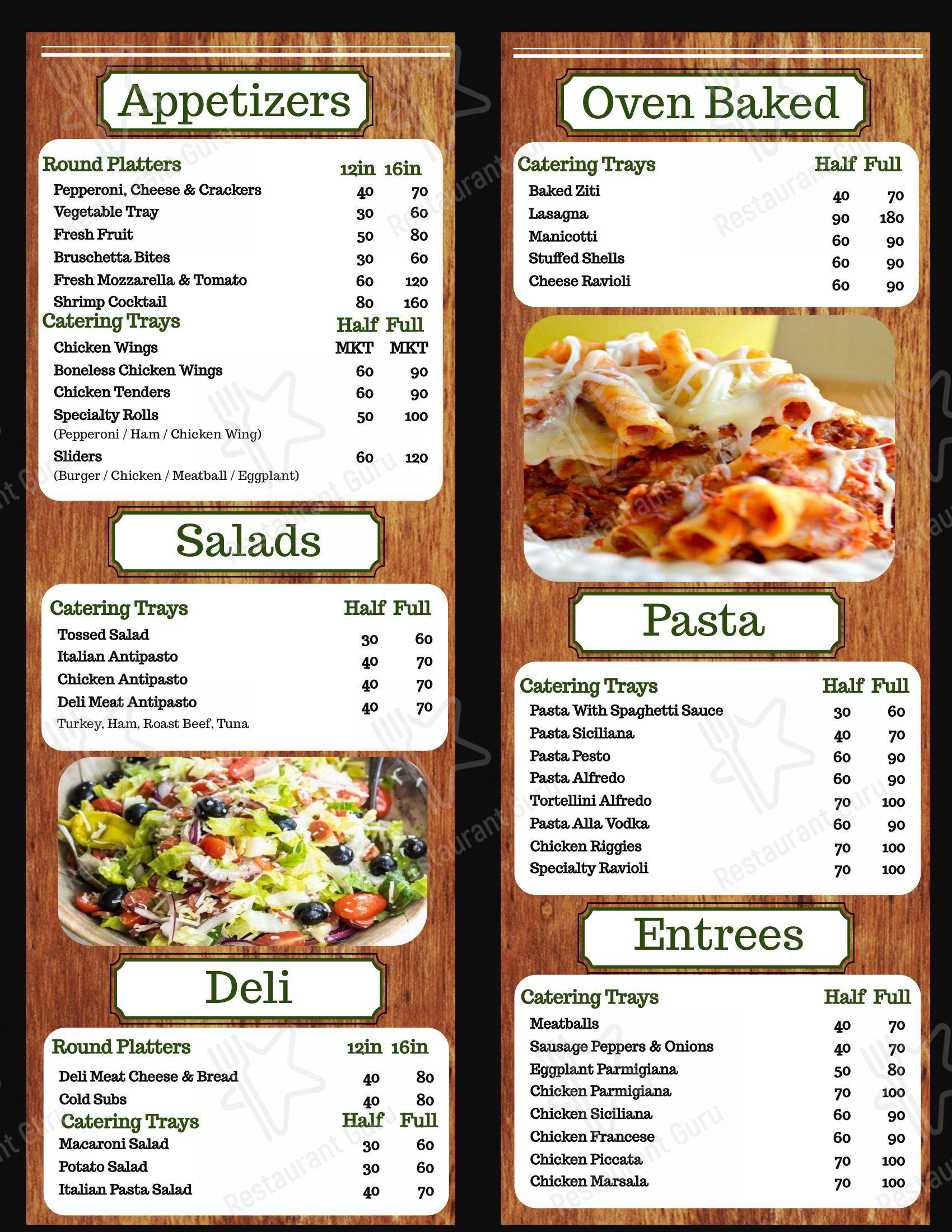 Menu at Nina's Pizzeria & Restaurant, Norwich