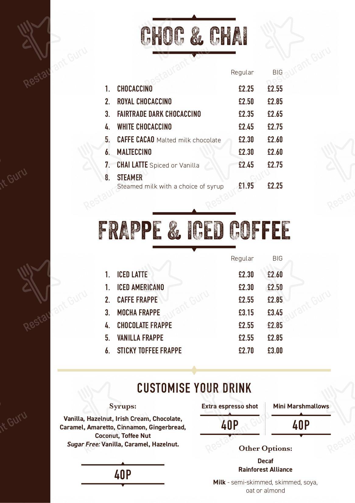 Menu at Exchange Coffee Co cafe, Blackburn