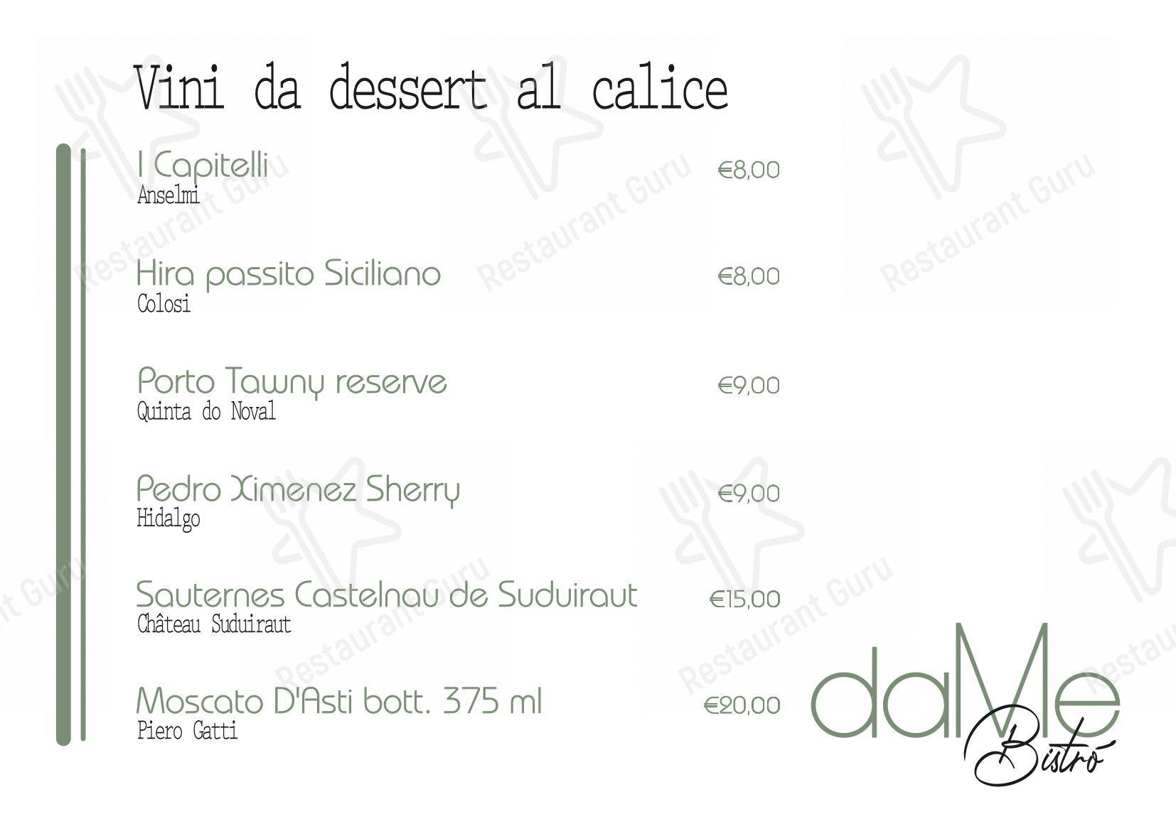 Menu per DaMe Bistrò in Dolo