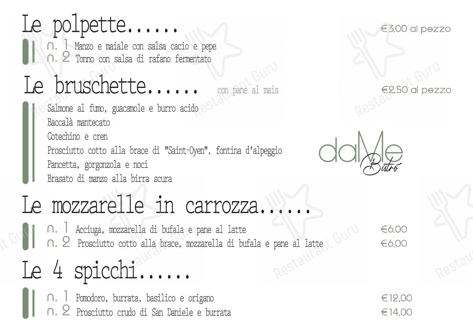 DaMe Bistrò in Dolo - Menu