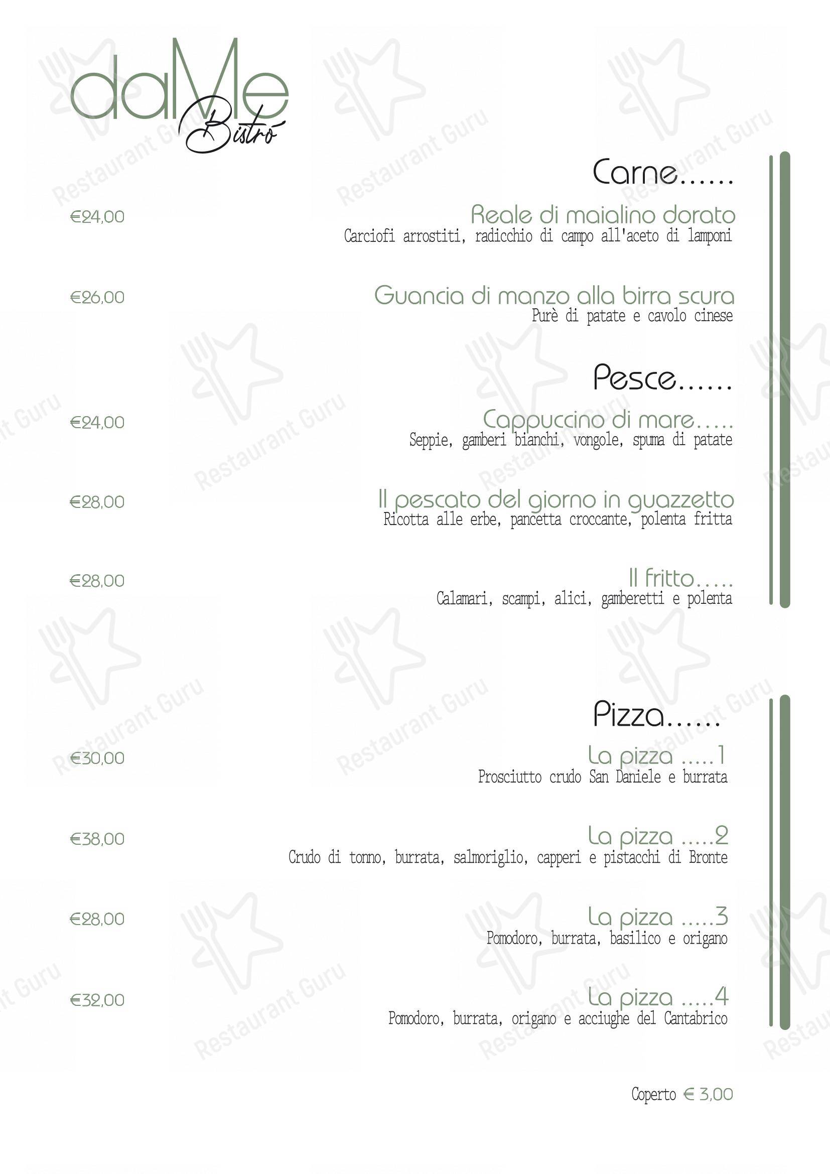 Menu per DaMe Bistrò ristorante
