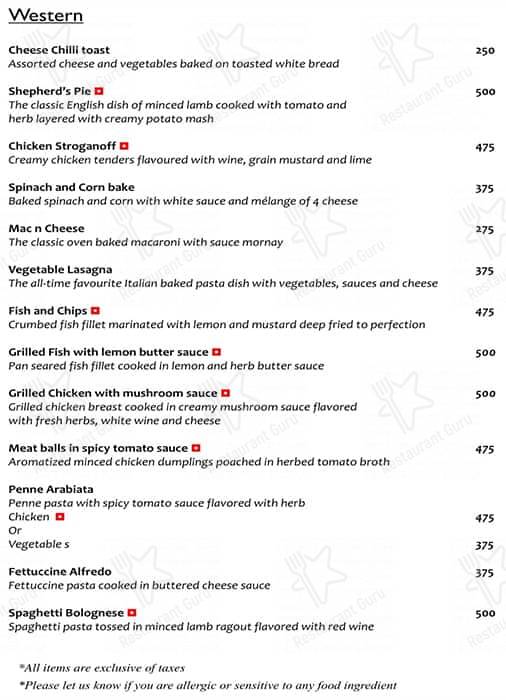 Avasa menu