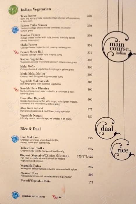 Azure - Grand Mercure Vadodara Surya Palace menu
