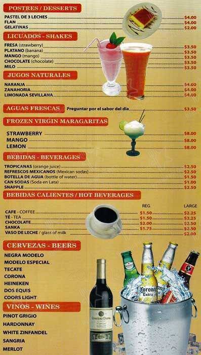 Kahlua’s Cafe menu