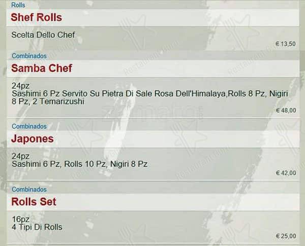 Menu di SambaMaki  Parioli 