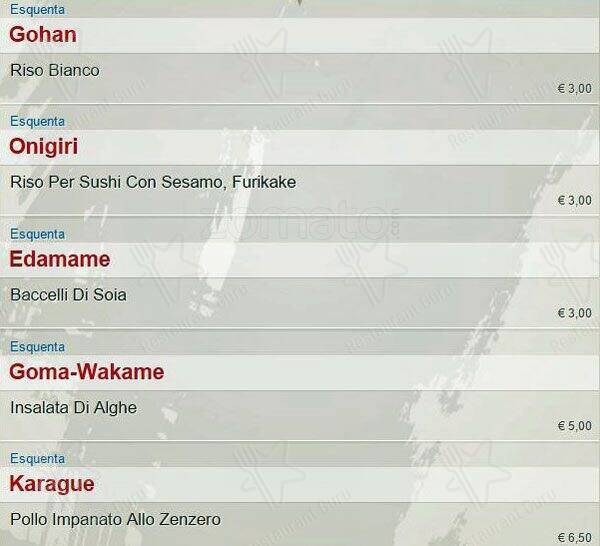Menu di SambaMaki  Parioli 