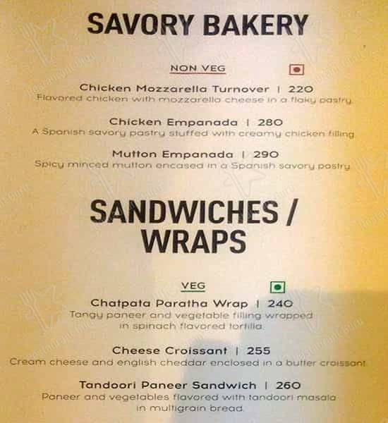 Starbucks menu