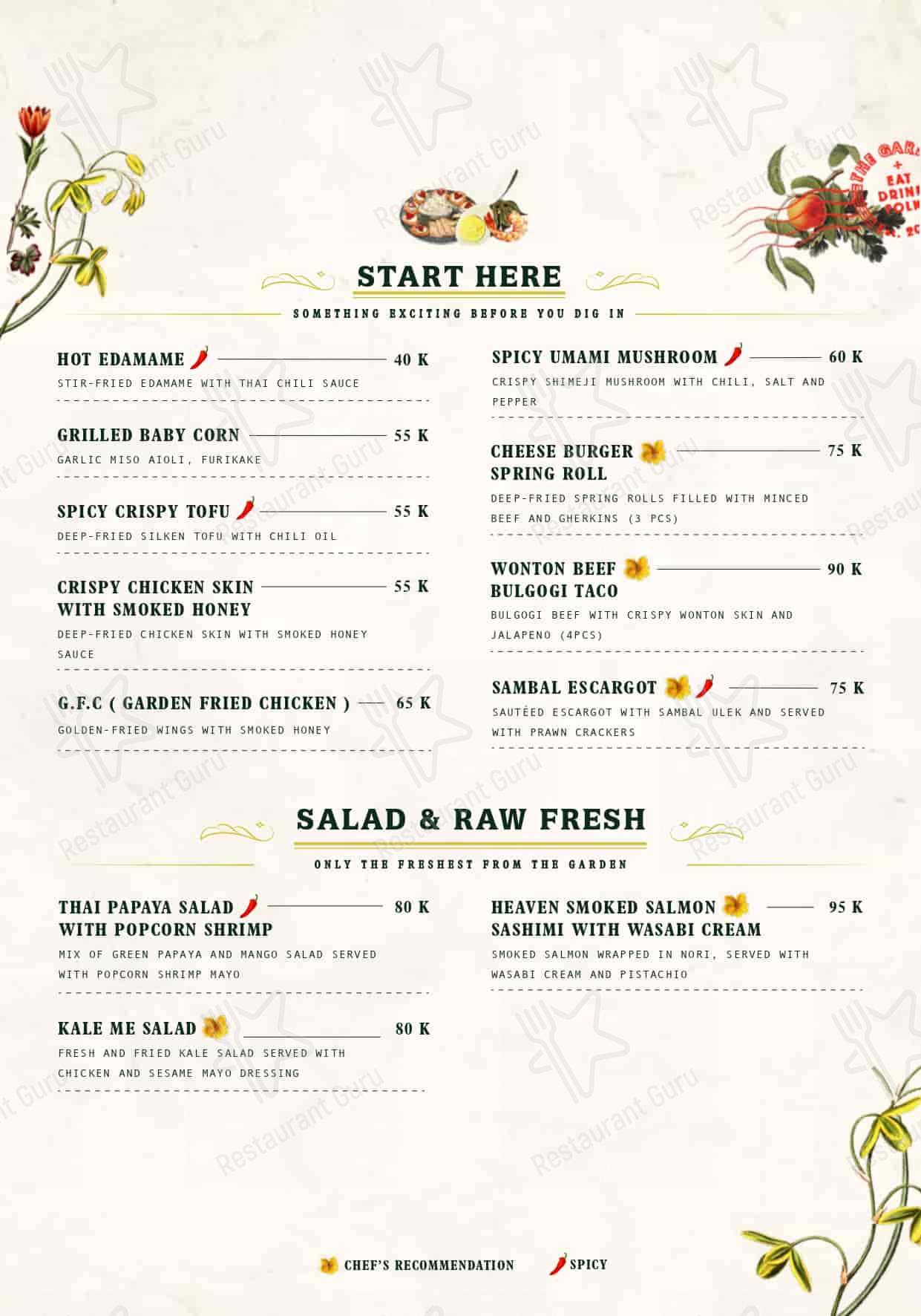 The Garden PIM menu