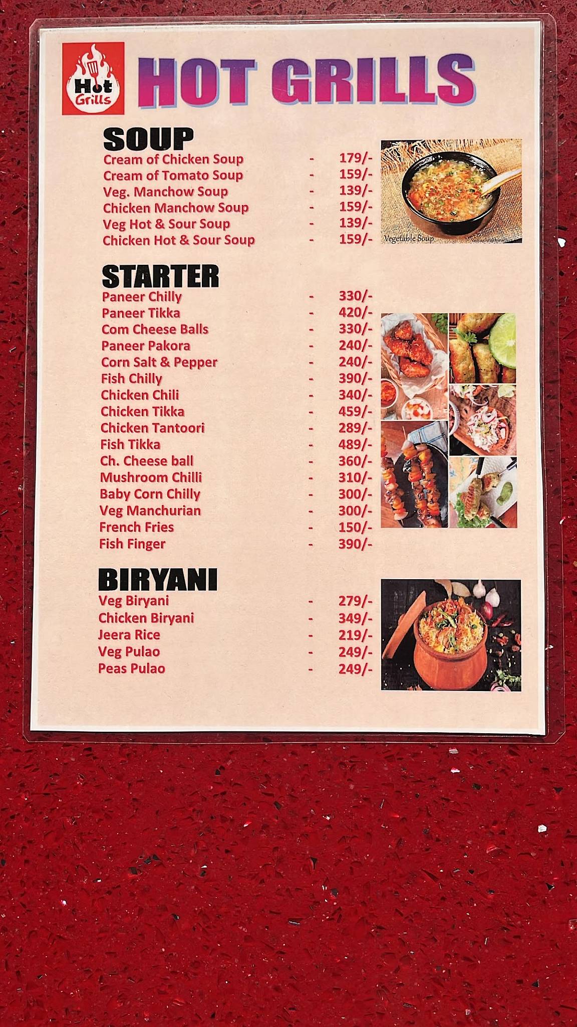 HOT GRILLS menu