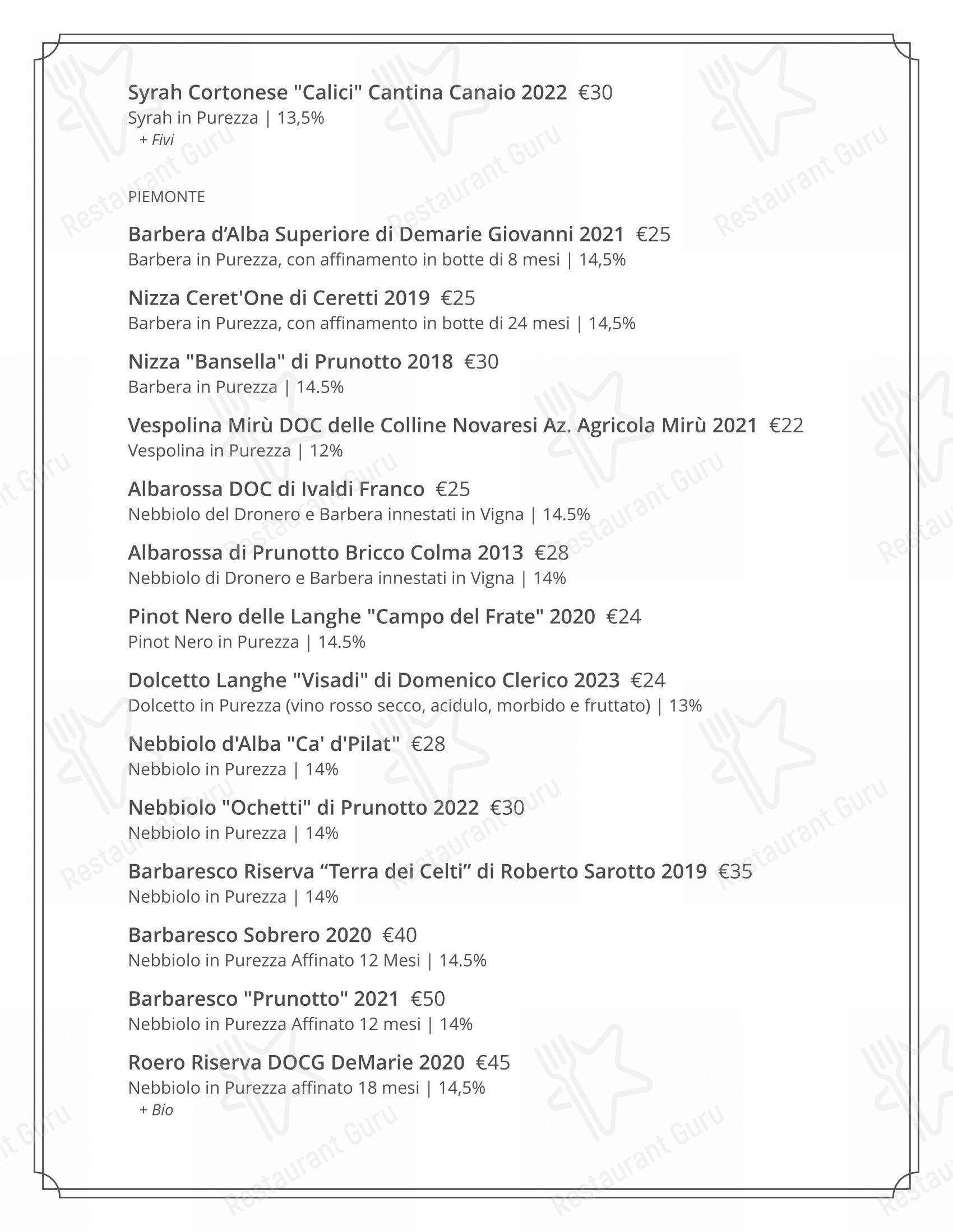 菜单 per il Mercante ristorante