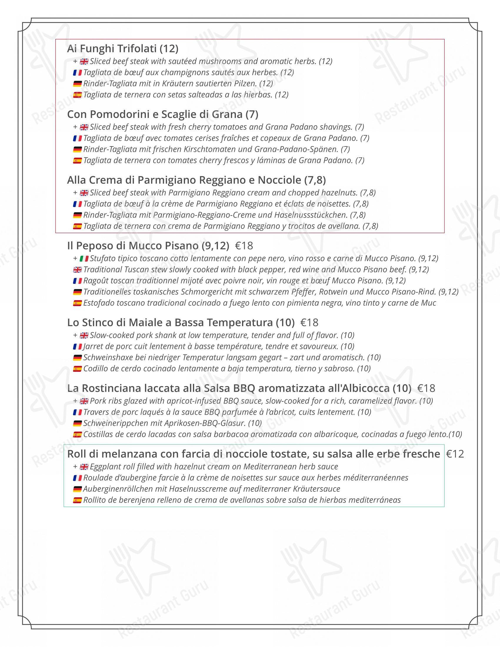 Menu per il Mercante in Pisa