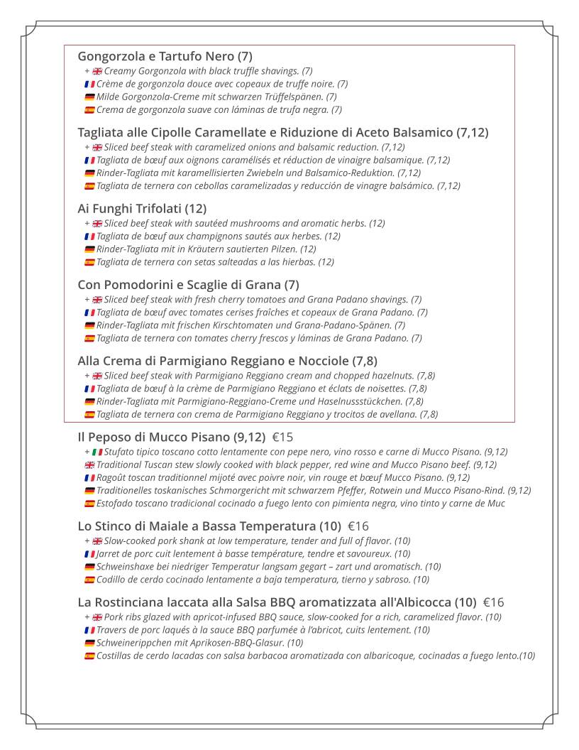 Menu di il Mercante