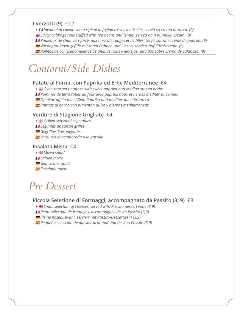 Menu di il Mercante