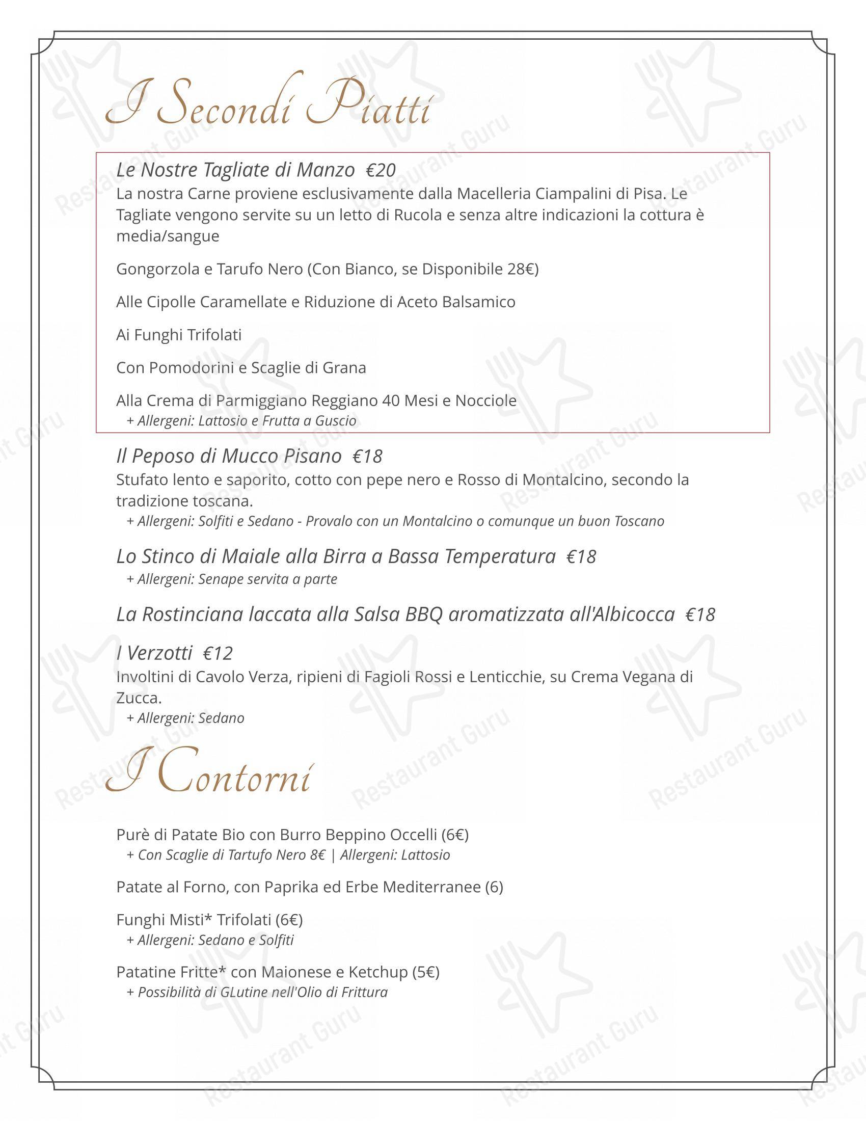 Menu bar per il Mercante ristorante