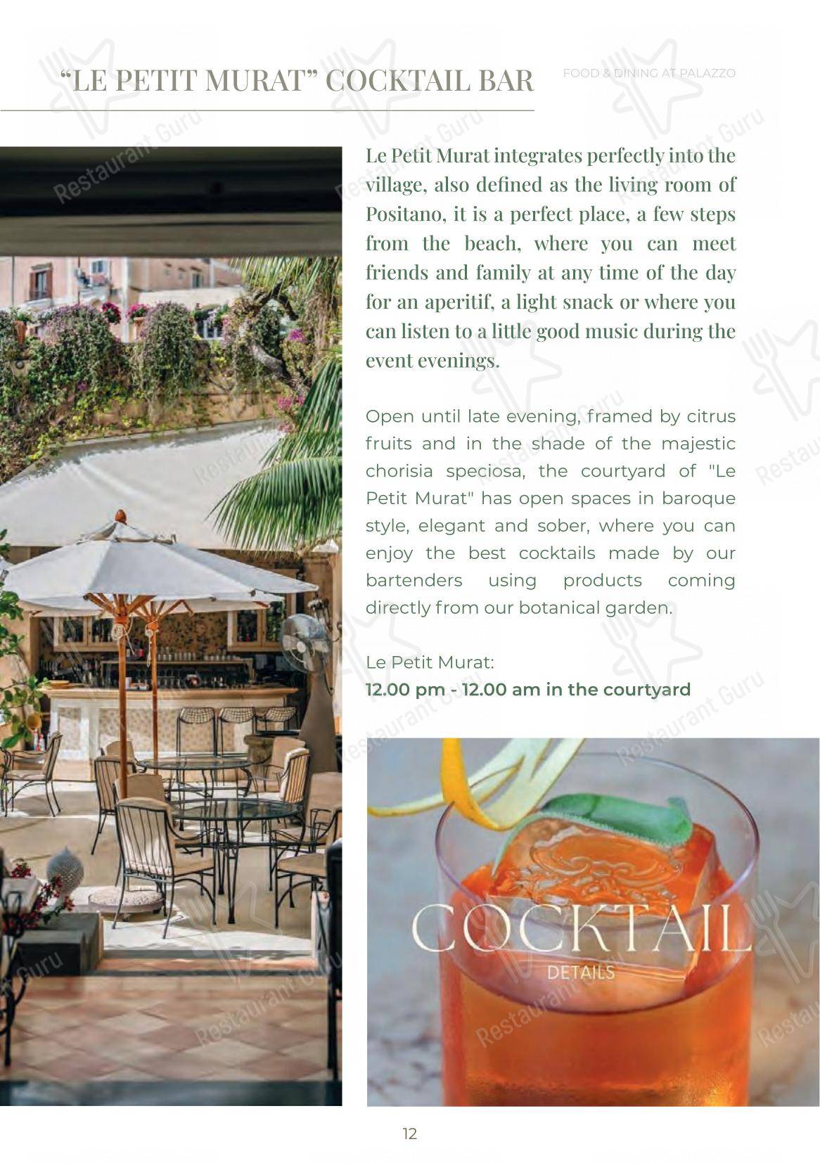 Menu per Al Palazzo in Positano
