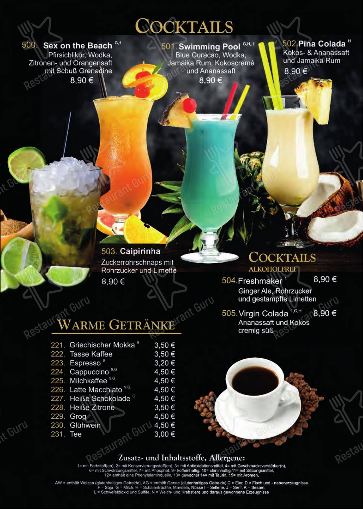 Menu pour Atlantis Restaurant restaurant
