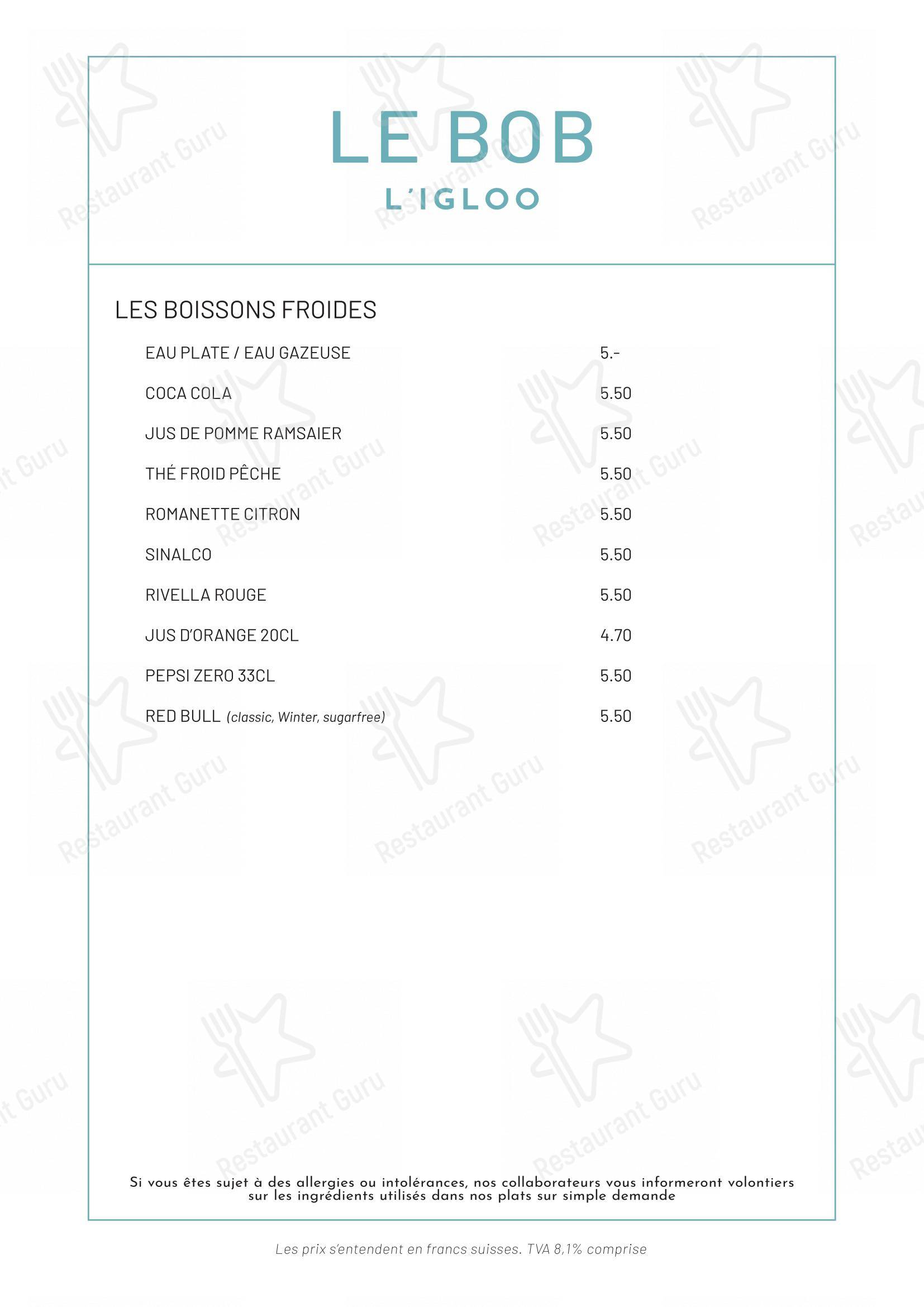 BOB - Buvette Orzival Burger in Grimentz - Menu bar