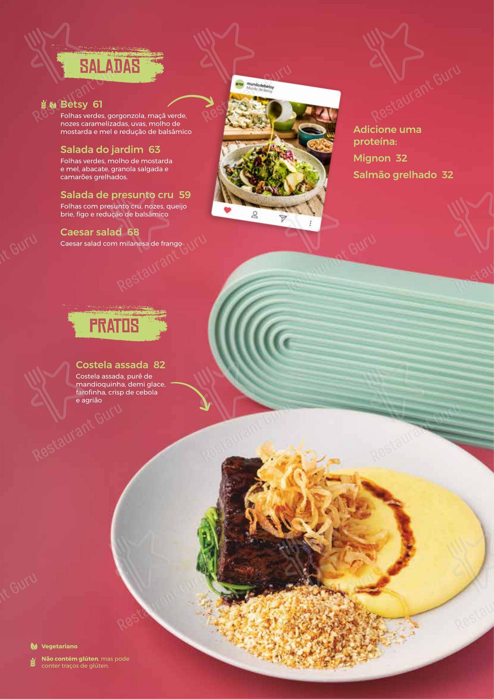 Mundo de Betsy em São Paulo - Menu