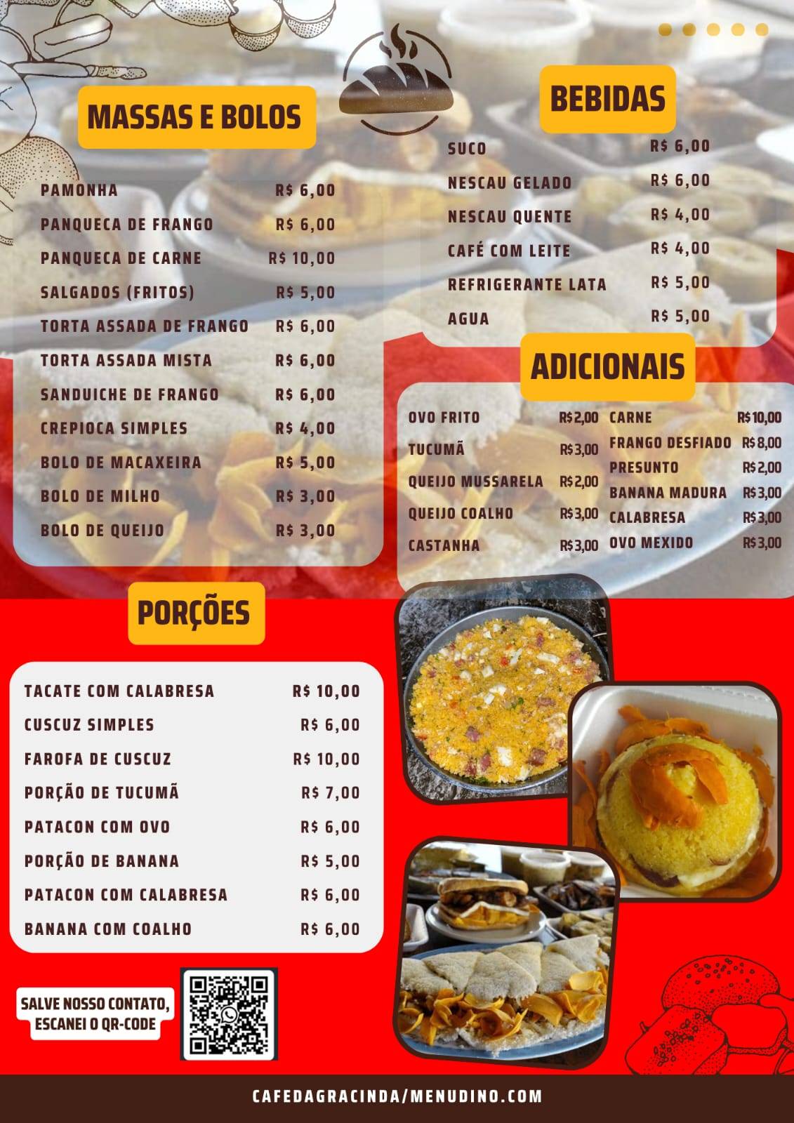 Café da Gracinda cardápio