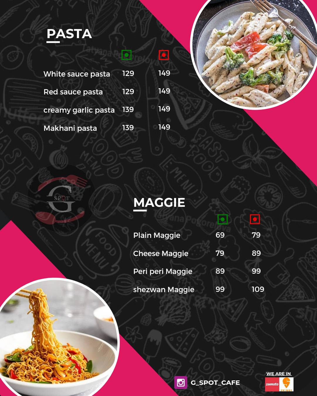 The Grind Spot cafe menu