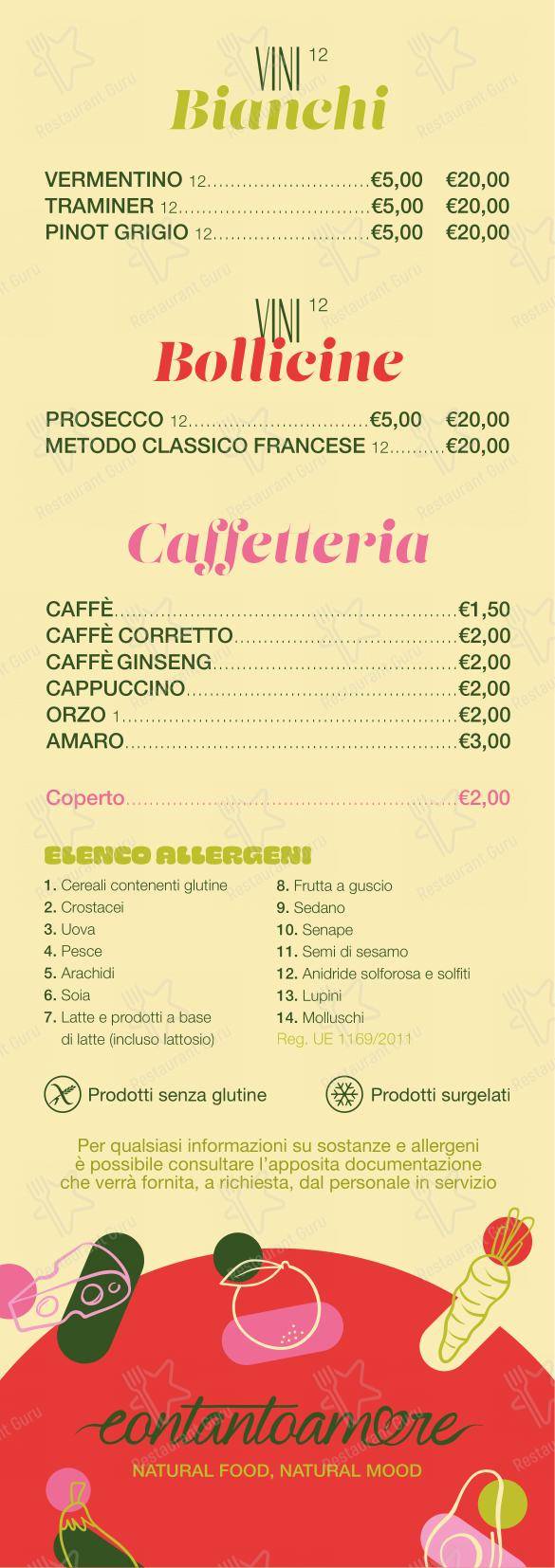 Menu per Contantoamore ristorante