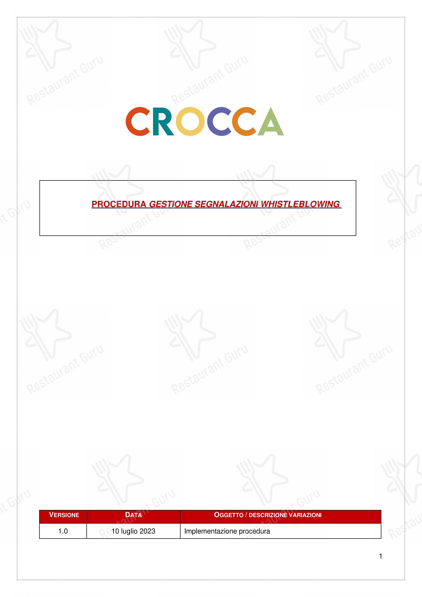 Menu per Crocca - Torino Via Po in Torino