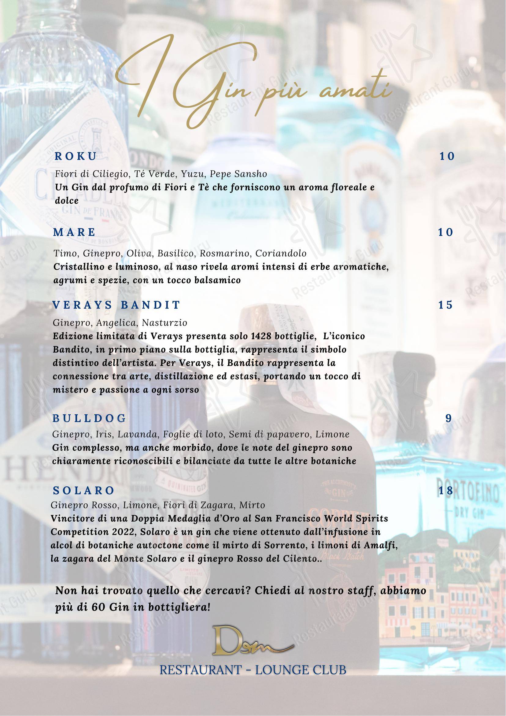 Menu di DeM Pavia - Ristorante e Lounge Bar - piatti e bevande