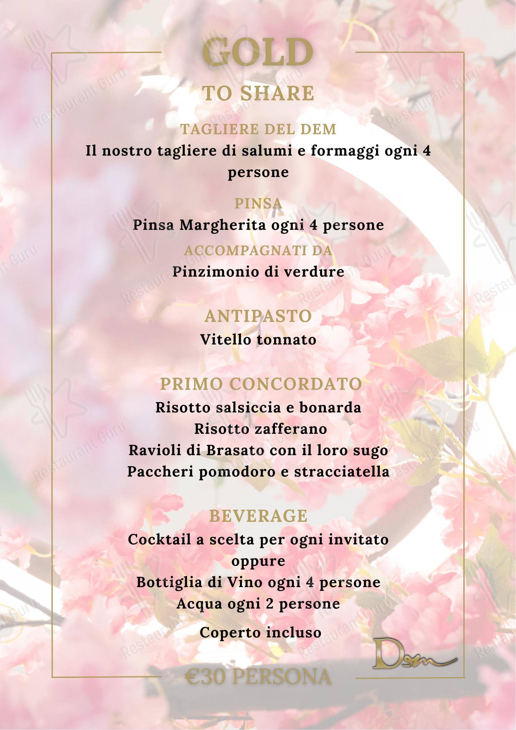 Lunch Menu per DeM Pavia - Ristorante e Lounge Bar in Pavia