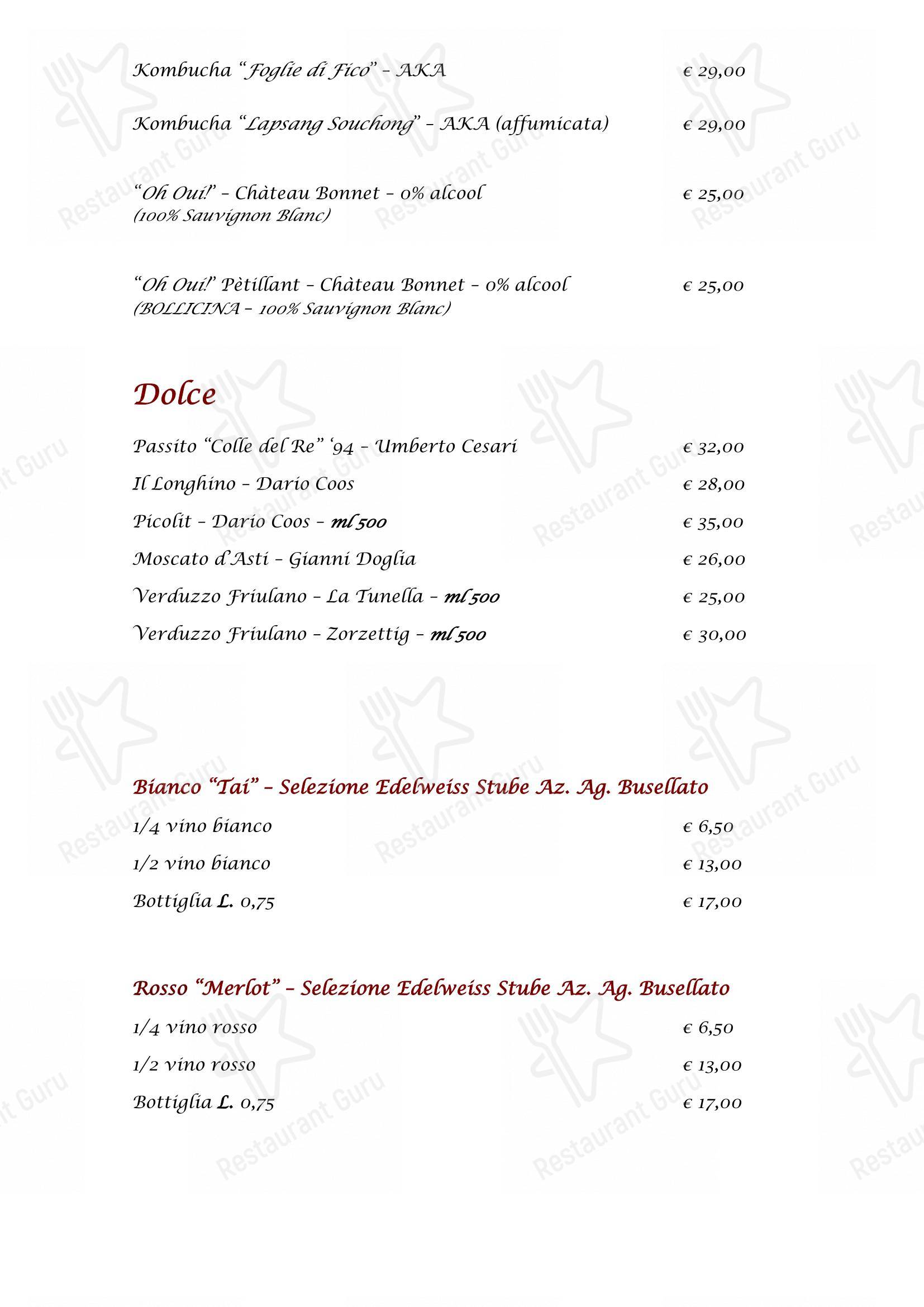 Menu bar per Edelweiss Stube in Sappada
