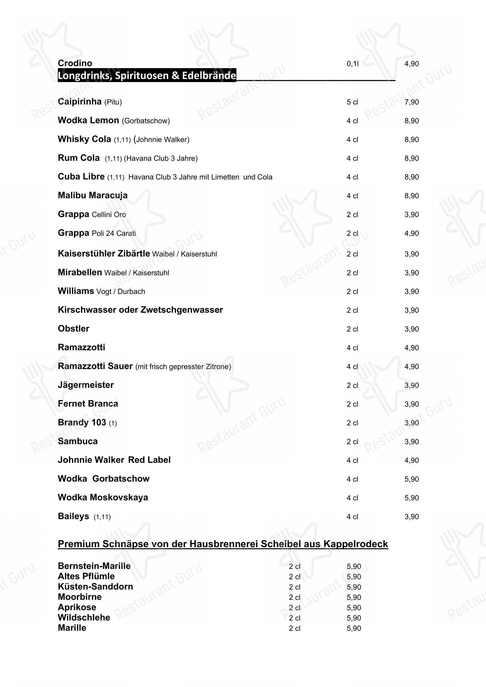 Gaststätte Paradies dans Fribourg-en-Brisgau - Menu