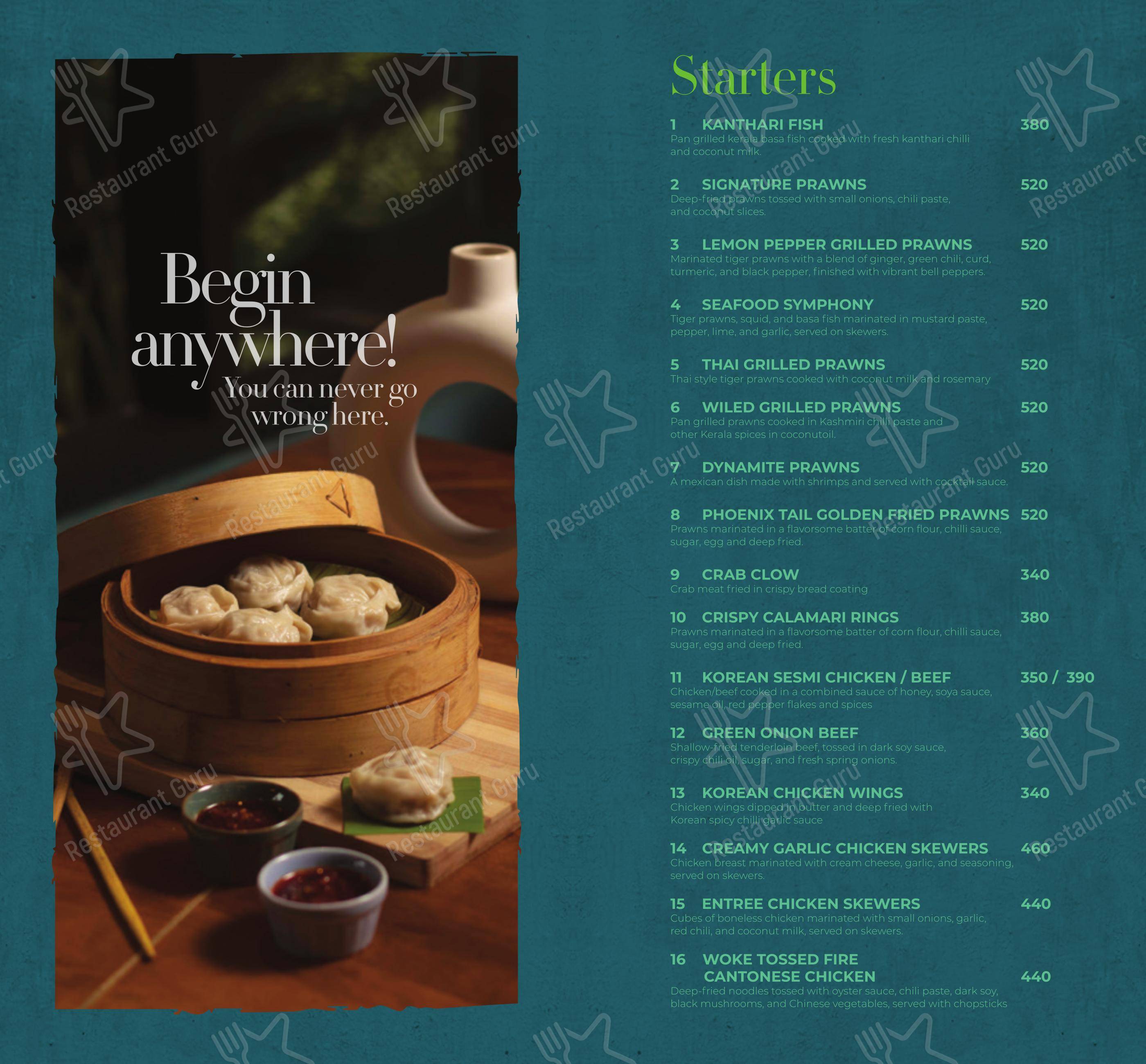 Menu bar for Grand Entree in Ernakulam