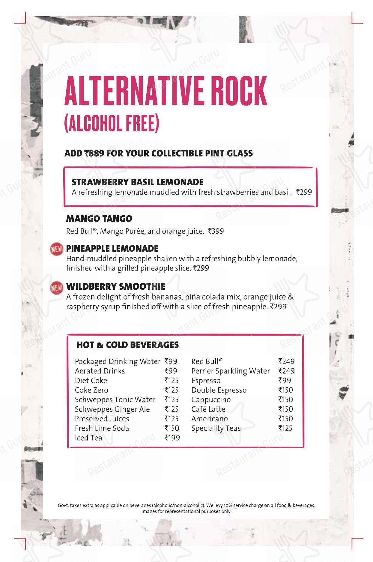 Menu for the Hard Rock Cafe Whitefield restaurant