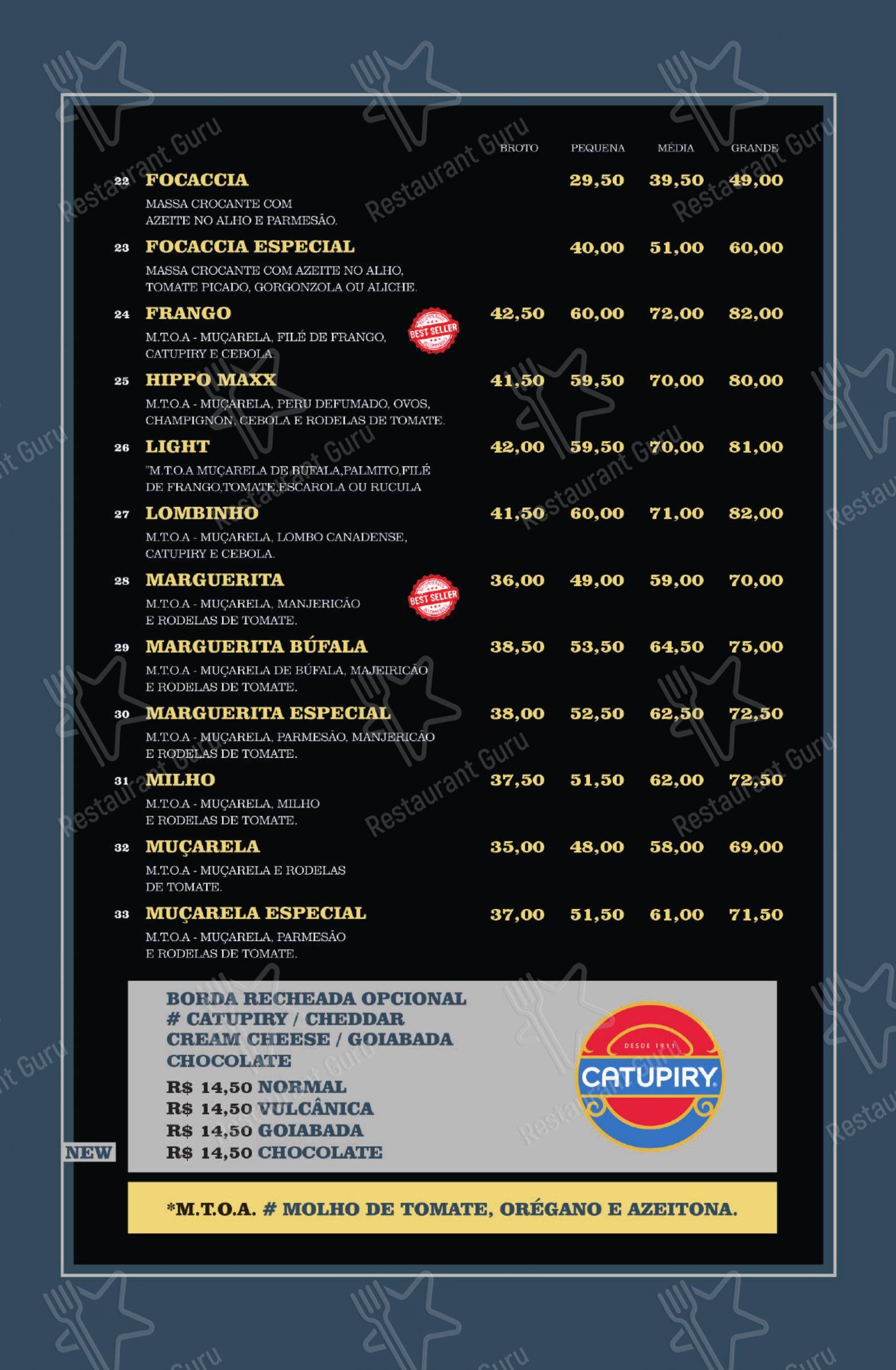 Hippo Pizza - Menu
