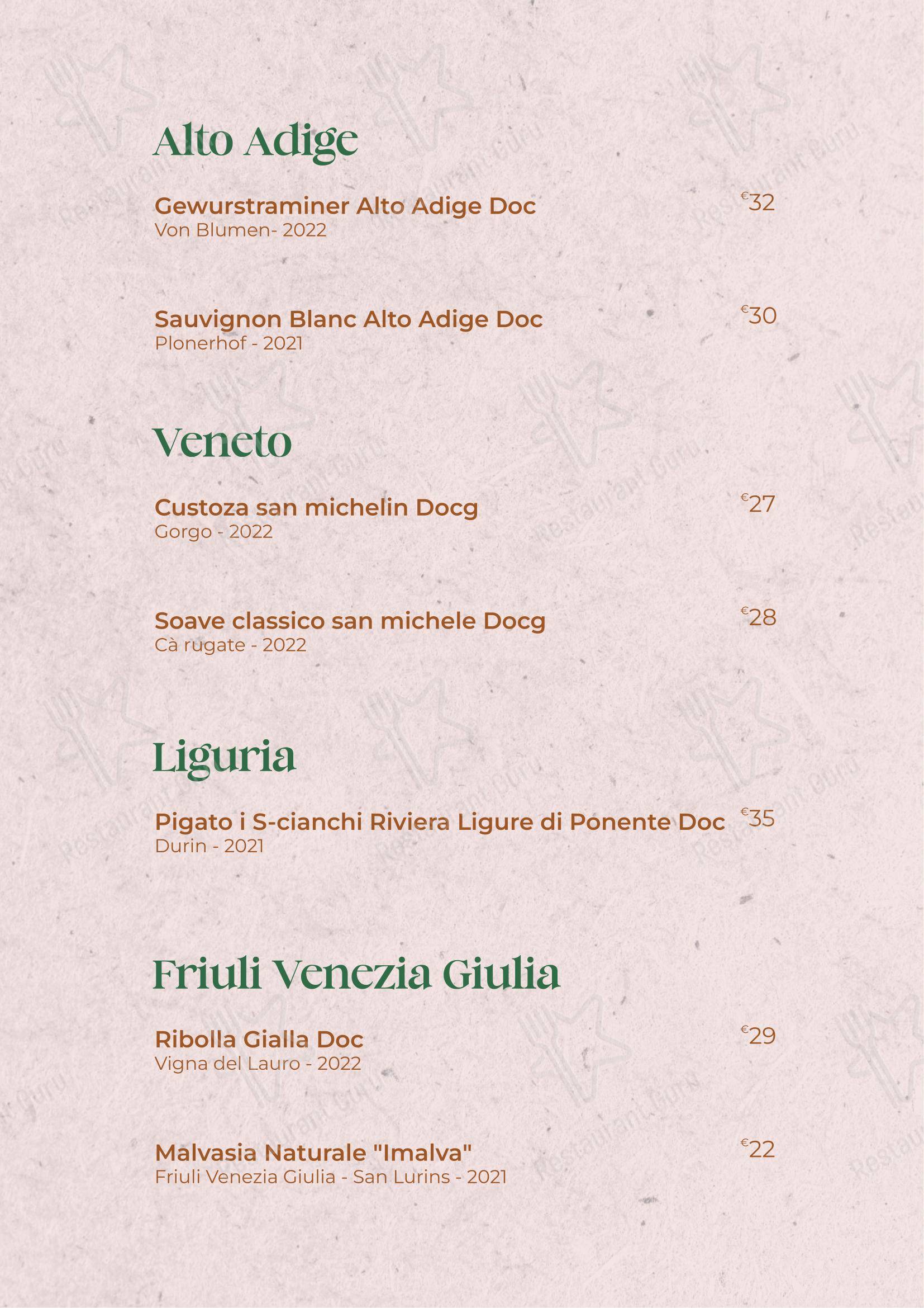 Menu bar per Il Giardino di San Genesio ristorante