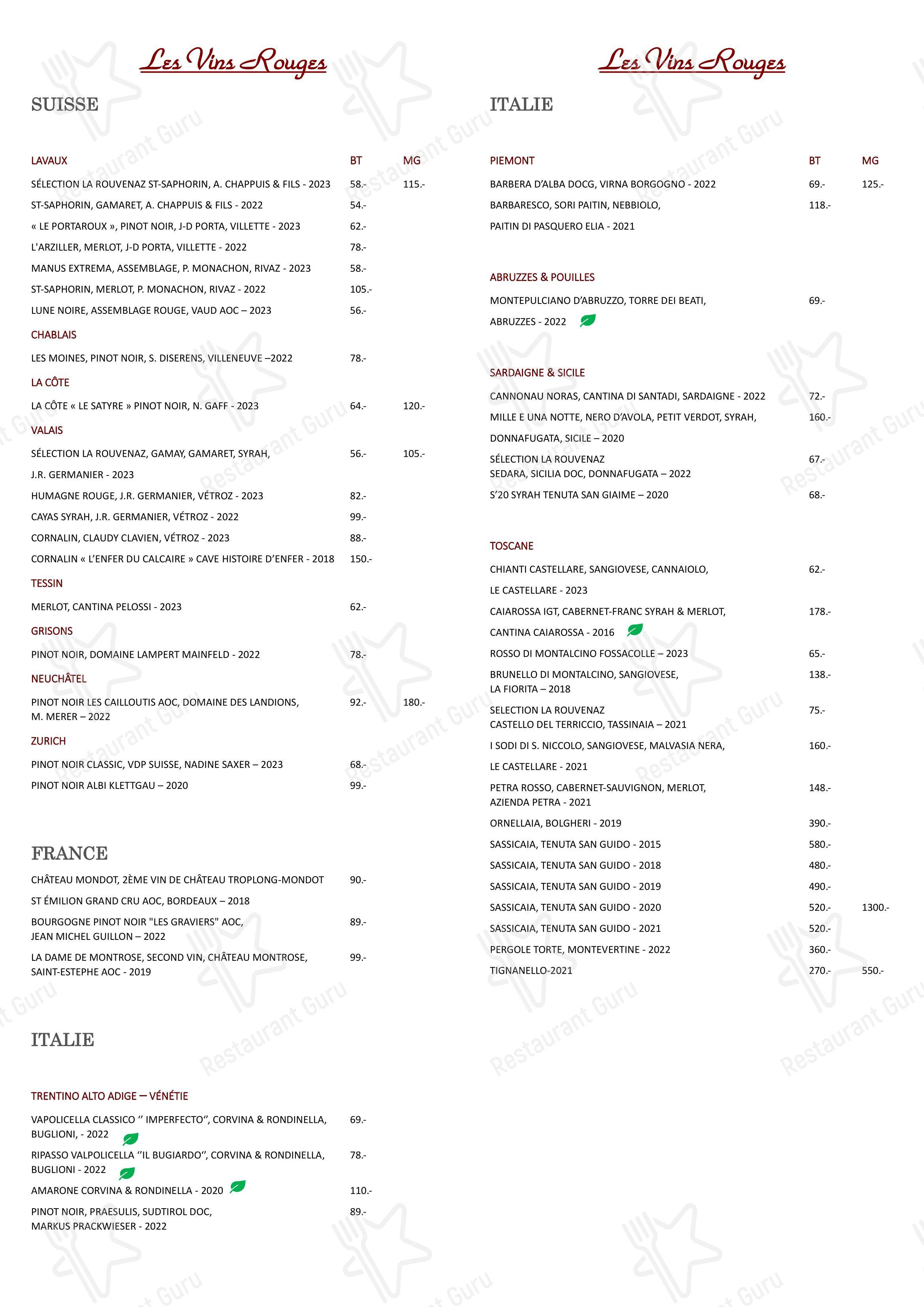 Menu di La Rouvenettaz (Jardin d'hiver) - Основное меню