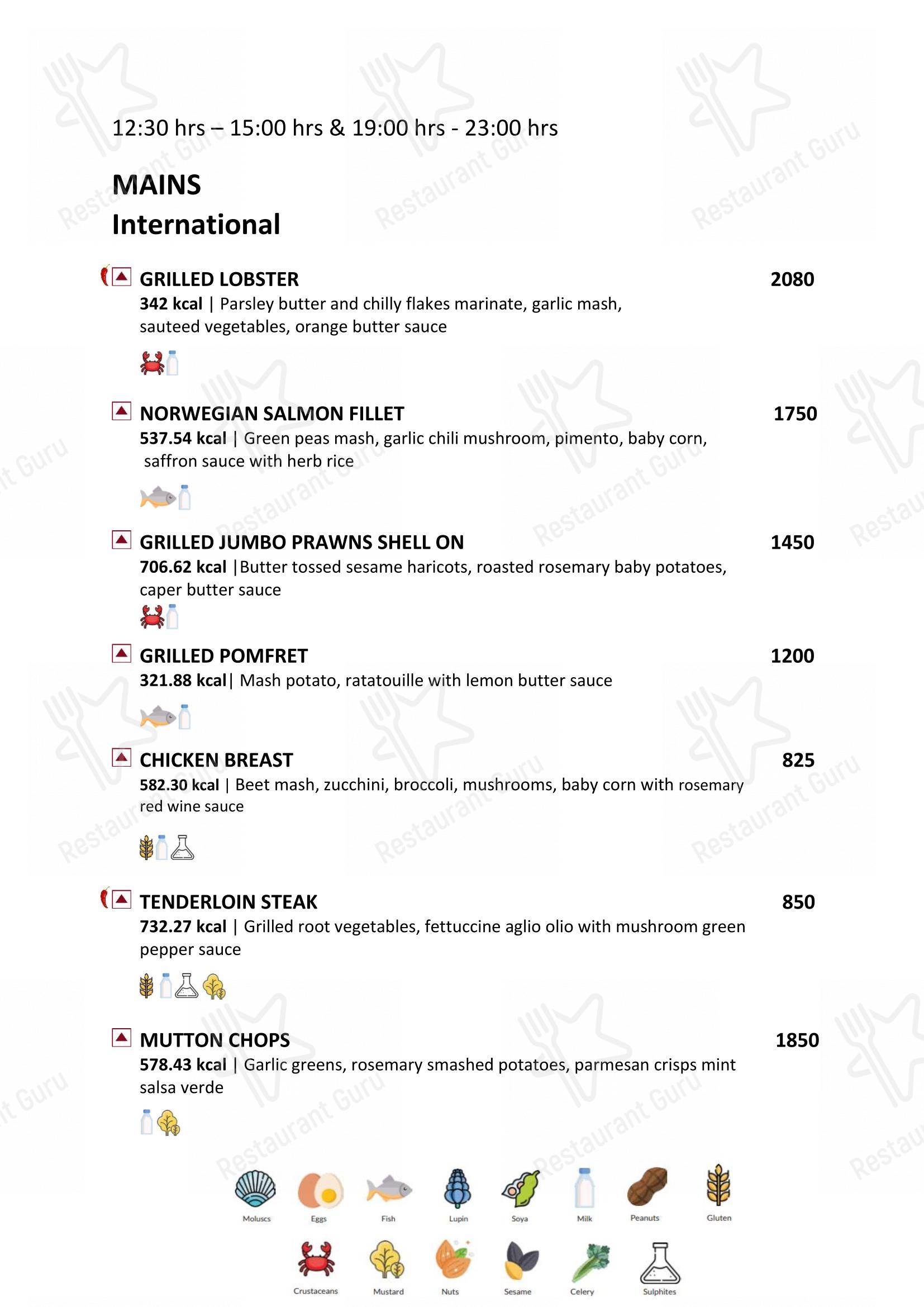 Menu for the Latitude Restaurant - Vivanta Coimbatore restaurant