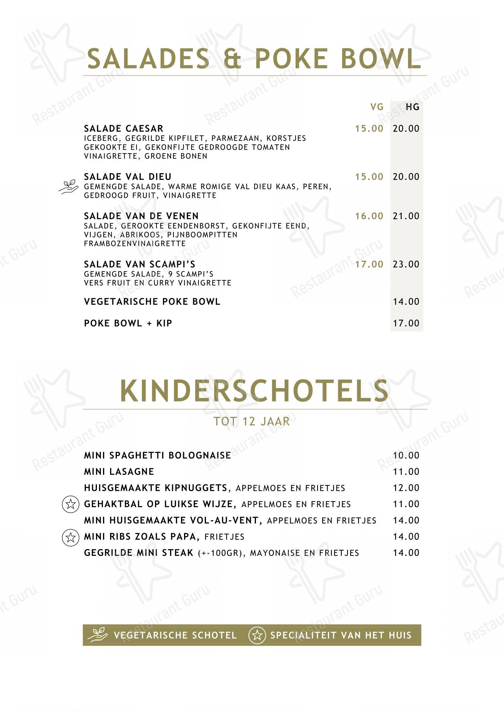 Menu pour Le Vert de Pommier