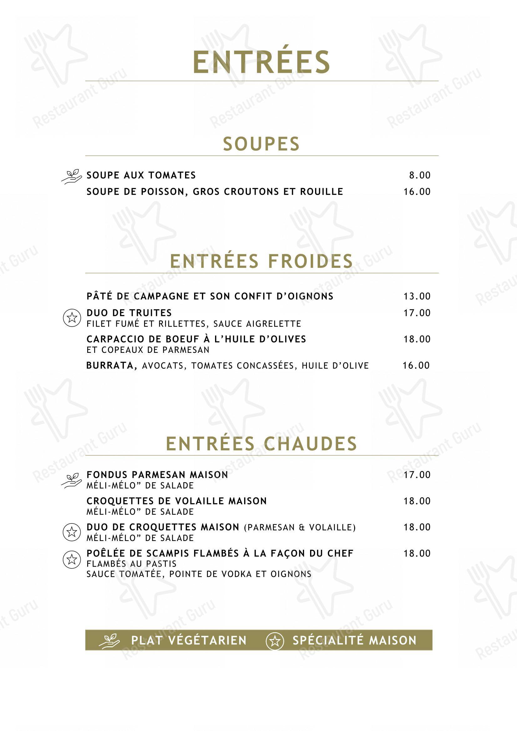 Menu pour Le Vert de Pommier - Menu bar